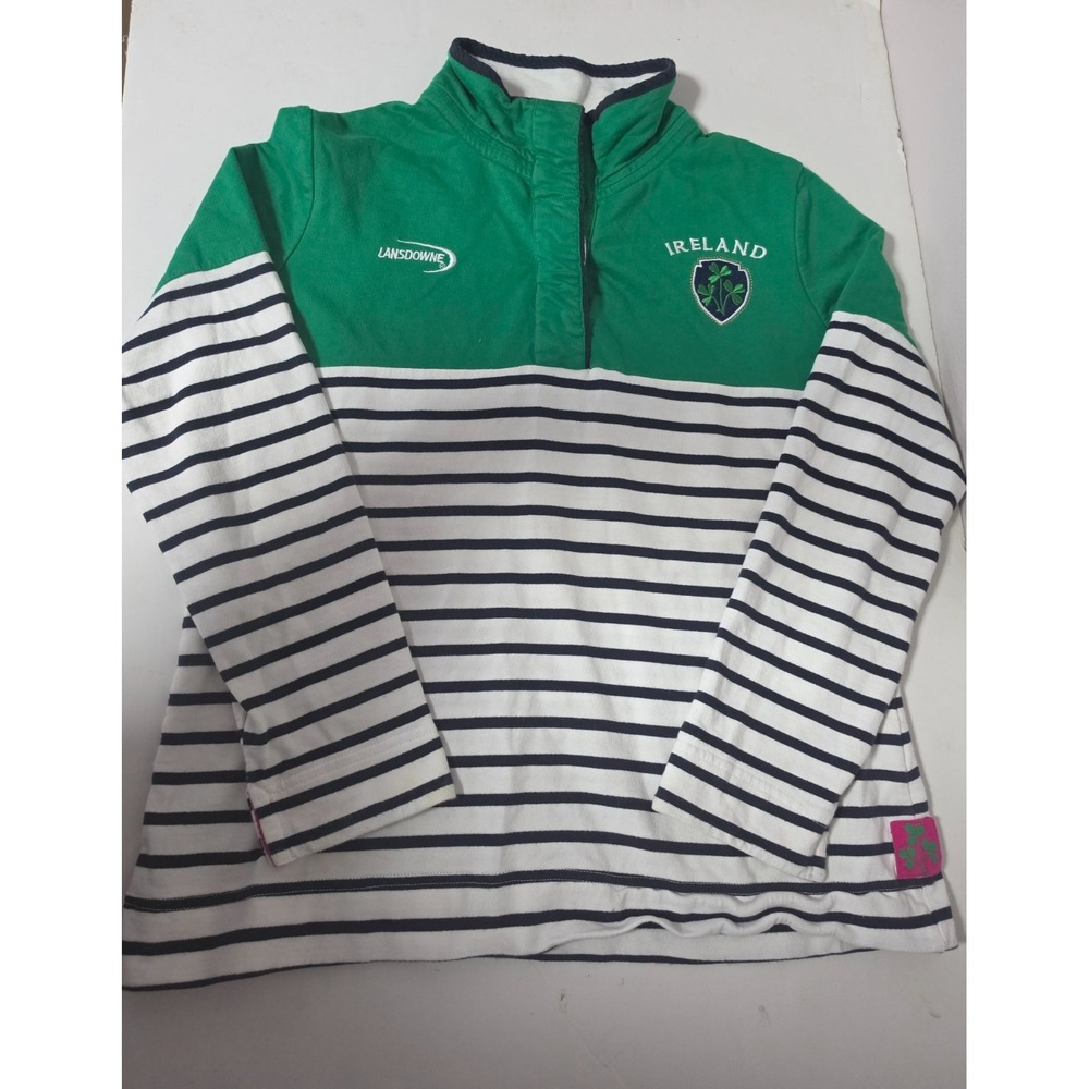 Lansdowne Heritage Collection Ireland Rugby Shirt Green White Stripe Mens M